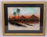 Egyptian Scene Oil on Canvas Paper