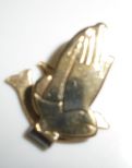 Praying hands pendent gold plated.