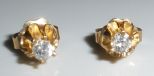 14K yellow gold buttercup diamond earrings, 15 pts. T/W and round cut