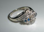 Ladies 14K Diamond & Sapphire Ring