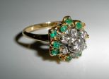 14K Diamond & Emerald Ring