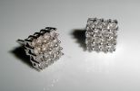 White Gold Square Post Earrings With 16 Diamonds Each