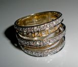 Gold & Silver 5 Band Ring, Missing One Diamond