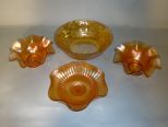 4 pieces of carnival glass