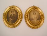 Pair of Small Pictures featuring a gentleman and lady