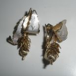 Gold and Silver Wheat Design Earrings