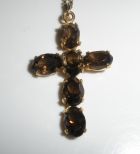 Gold and Smoky Topaz Cross with 6 Stones