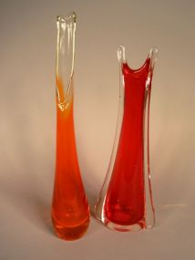 Pair of Mid Century Modern Murano Art Glass Vases