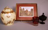 Collection of Four Items, including a Fine c1890 Japanese Satsuma Biscuit Jar