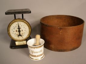 Scales, Bentwood Pantry Box and Shaving Mug