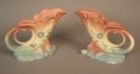 c1949 Hull Pottery Bowknot Cornucopias