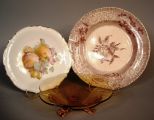 Copeland & Garrett Transfer Plate, together w/ a Schumann Fruit Plate and an Elegant Glass Bowl