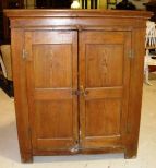 Fine Walnut Primitive 2 Door Kitchen Corner Cupboard