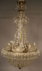 Rare Chandelier with Swans Globes