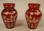 Pair Bohemian Glass Vases