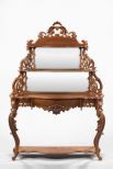 American Rococo Revival Crotch Walnut and Walnut Console-Base Etagere