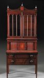 A Federal-Style Inlaid Mahogany Secretary-Bookcase