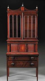 A Federal-Style Inlaid Mahogany Secretary-Bookcase