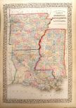 County Map of the States of Arkansas, Mississippi and Louisiana