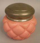 Victorian Pink Quilted Satin Glass Biscuit Jar
