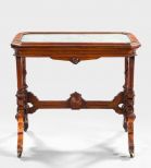 American Renaissance Revival Walnut, Burl Walnut and Marble-Top Parlor Table