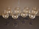 8 Crystal Wine Glasses w/blue bottoms
