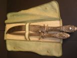 Victorian carving set w/original cloth