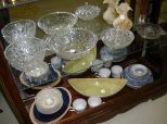 Collection of Pressed Glass, Pottery, Flow Blue Plates, and More