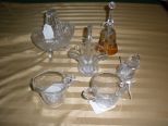 Collection of Glass Baskets, Creamer and Sugar, Sugar with Scopes and Bell