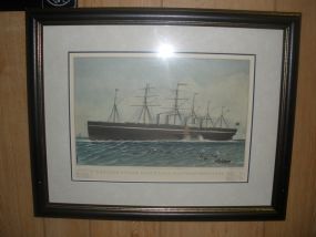 Pair of Prints , The Iron Steam Ship- Great Easter - 22,500 Tons, American Steam Boats on the Hudson - Passing Highlands