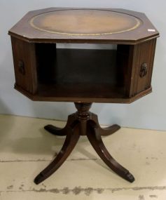 Square Mahogany Leather Top  Table