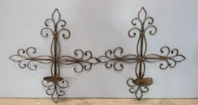 Two Metal Wall Hanging Cross Candle Holders