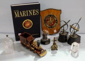 Marines Heritage Book, Plaque, Paperweight & Wood Train