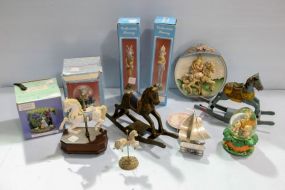 Windsor Collectible Bunnies, Small Wood Rocking Horse & Musical Globes