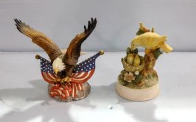Porcelain Eagle Figurine & Yellow Bird Figurine