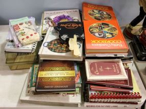 Large Group of Cookbooks, Recipe Box & Other Various Books