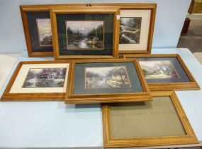Six Kinkaide Style Prints & One Frame