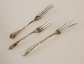 Three Sterling Pickle Forks