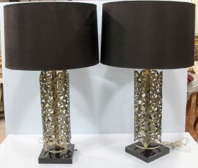 Pair Brass Lamps