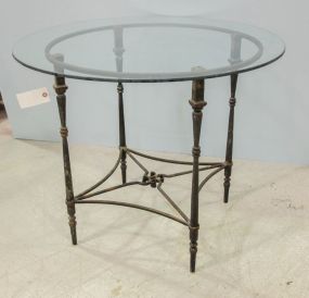 Round Iron Glass Top Table