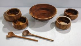 Wood Bowl Salad Set