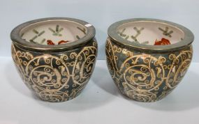 Two Porcelain Painted Pots