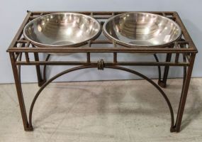 Iron Stand with Two Crestware Bowls