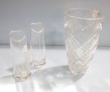 Large Gorham Glass Vase & Pair of Orrefors Vases