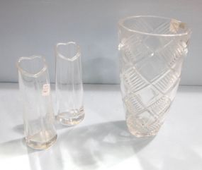 Large Gorham Glass Vase & Pair of Orrefors Vases