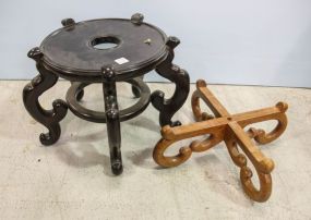 Two Wood Fish Bowl Stands