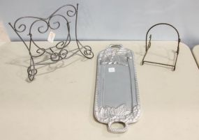 Pewter Tray & Two Easels