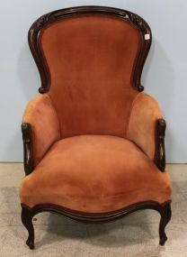 Mahogany Victorian Finger Roll Carved Parlor Chair