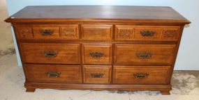 Nine Drawer Pecan Dresser