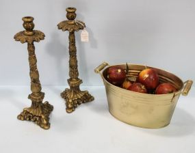 Pair of Painted Plaster Candlesticks